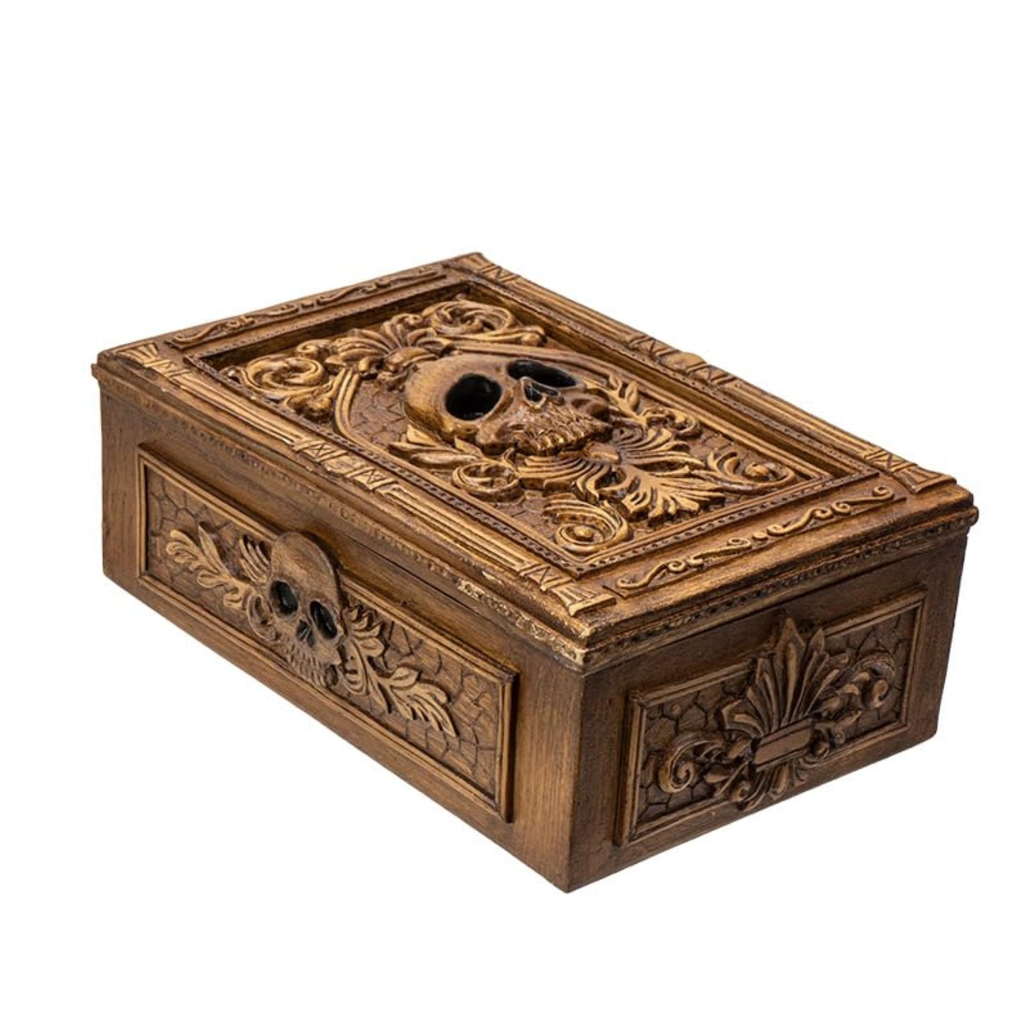 Gothic Skull Tarot Box Ornate Decorative Storage for Tarot Cards Trinkets or Jewelry