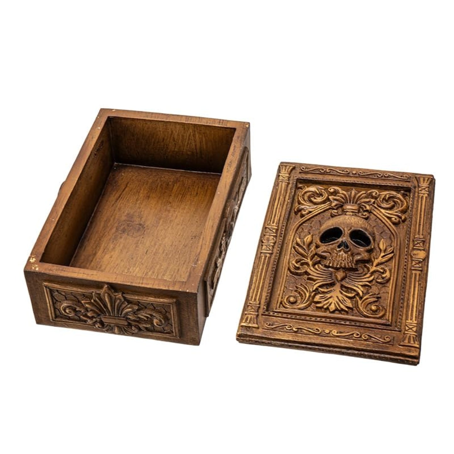 Gothic Skull Tarot Box Ornate Decorative Storage for Tarot Cards Trinkets or Jewelry