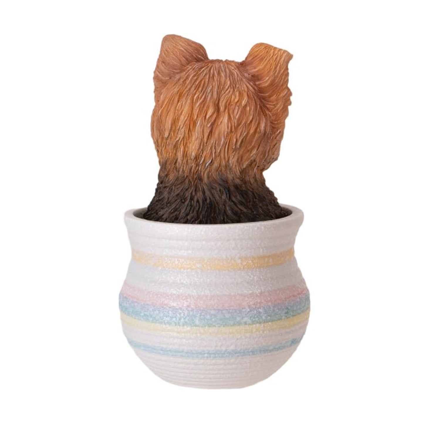Yorkie Dog Figurine in Decorative Pot Cute Home Decor Tabletop Statue 6 inch