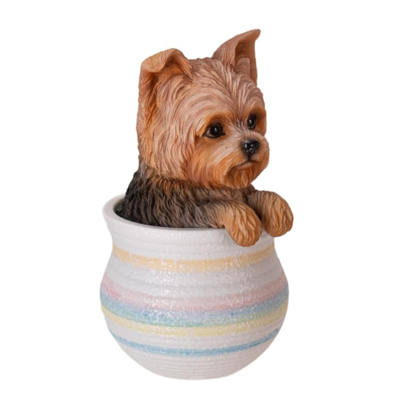 Yorkie Dog Figurine in Decorative Pot Cute Home Decor Tabletop Statue 6 inch