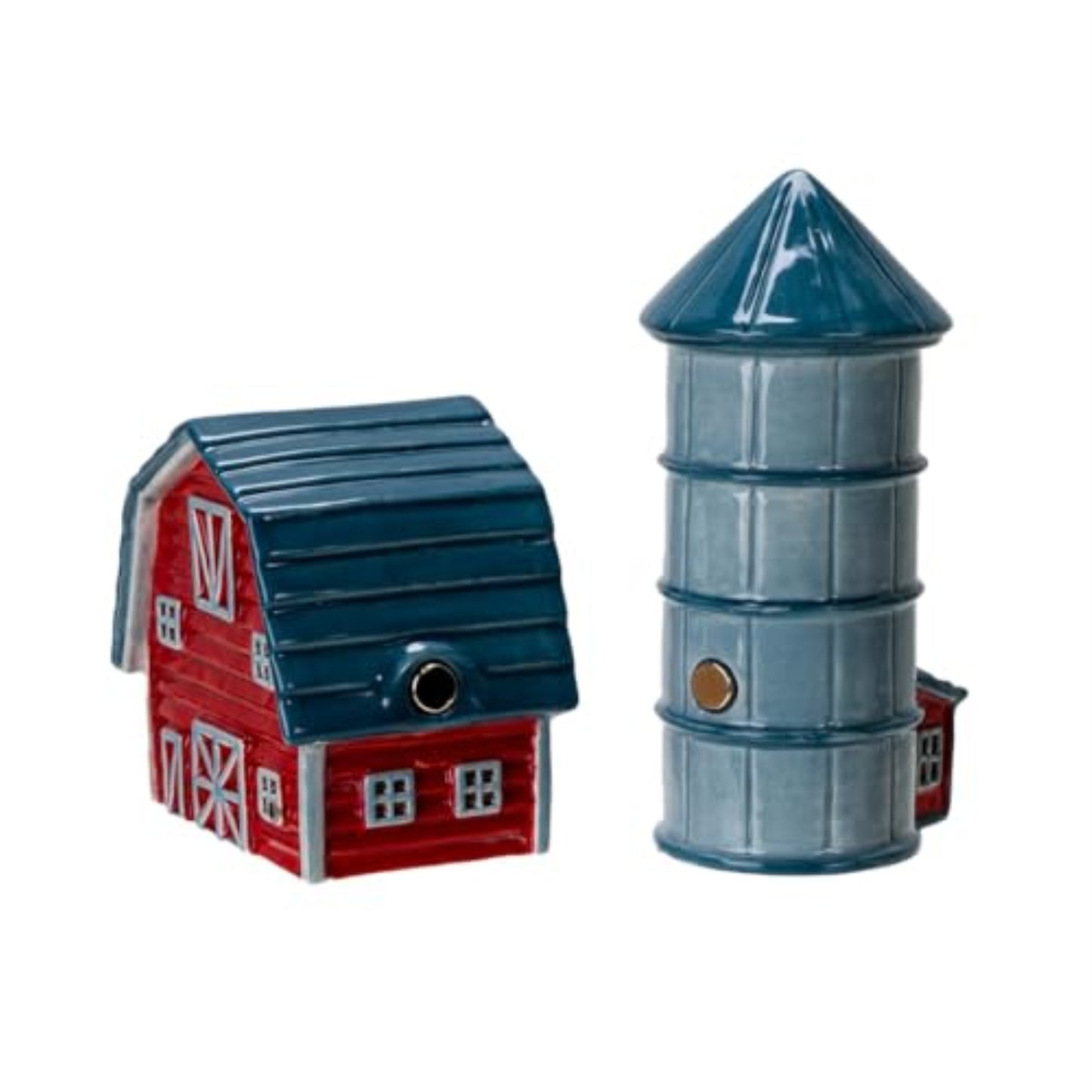 Pacific Giftware Country Style Barn and Silo Ceramic Magnetic Salt and Pepper Shakers