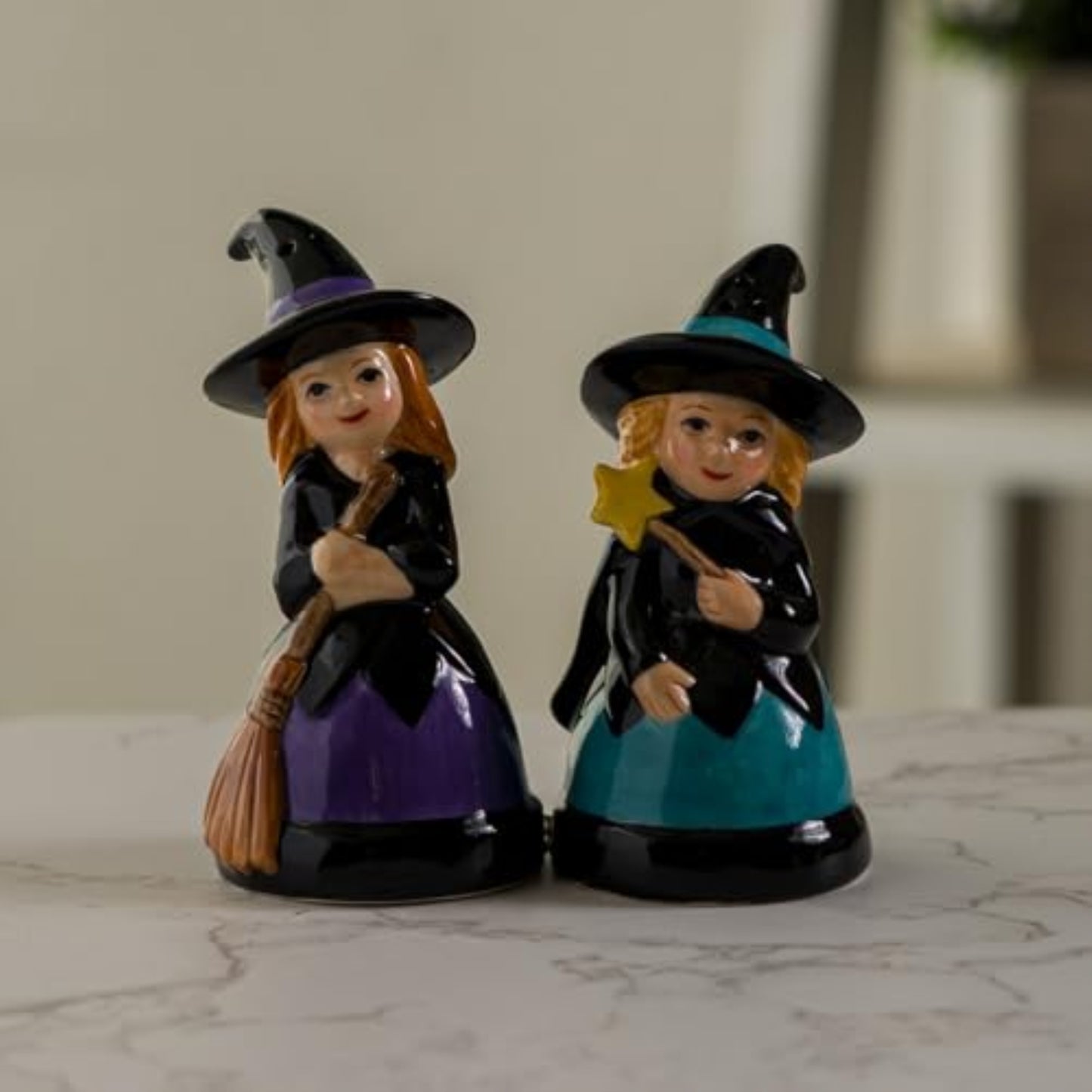 Pacific Giftware Magical Hocus Pocus Witches Magnetic Ceramic Salt and Pepper Shakers