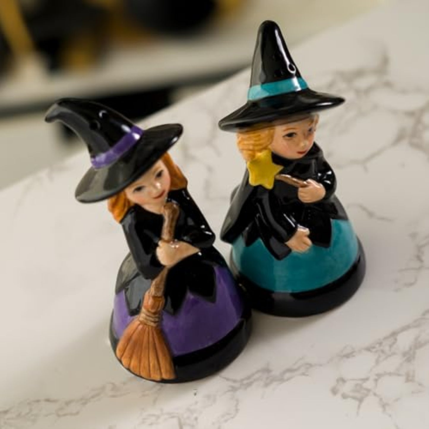 Pacific Giftware Magical Hocus Pocus Witches Magnetic Ceramic Salt and Pepper Shakers