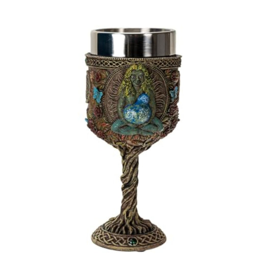 Forest Gaia Wine Goblet Chalice Cup Resin Body Stainless Steel Cup 7 ounce