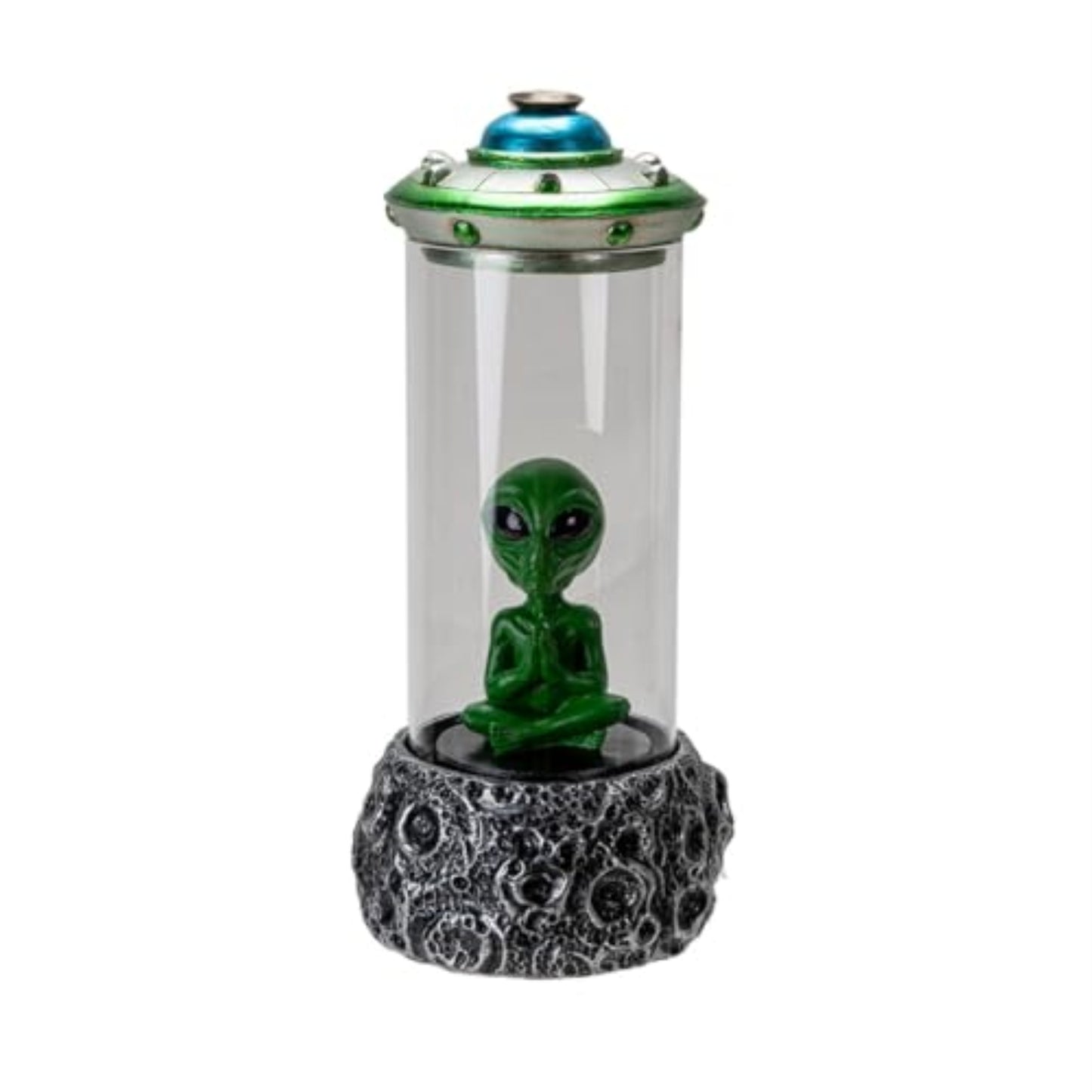 Alien UFO Backflow Incense Burner with Sci-Fi Spaceship Design Unique Resin Decor 9.1 inches tall