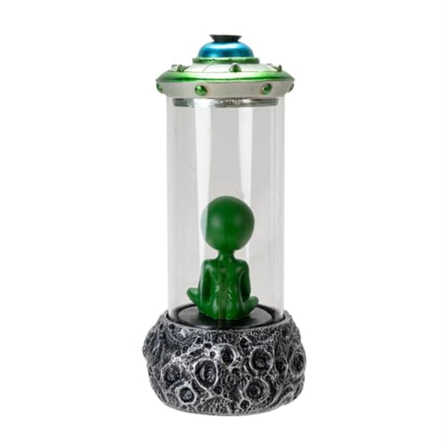 Alien UFO Backflow Incense Burner with Sci-Fi Spaceship Design Unique Resin Decor 9.1 inches tall