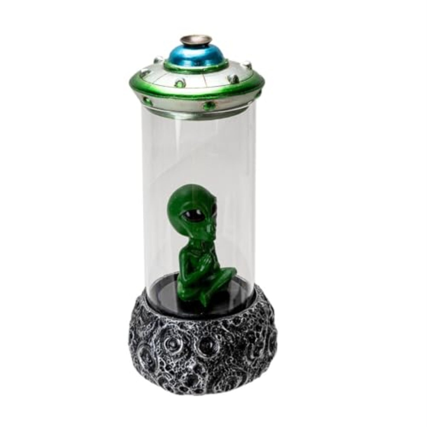 Alien UFO Backflow Incense Burner with Sci-Fi Spaceship Design Unique Resin Decor 9.1 inches tall