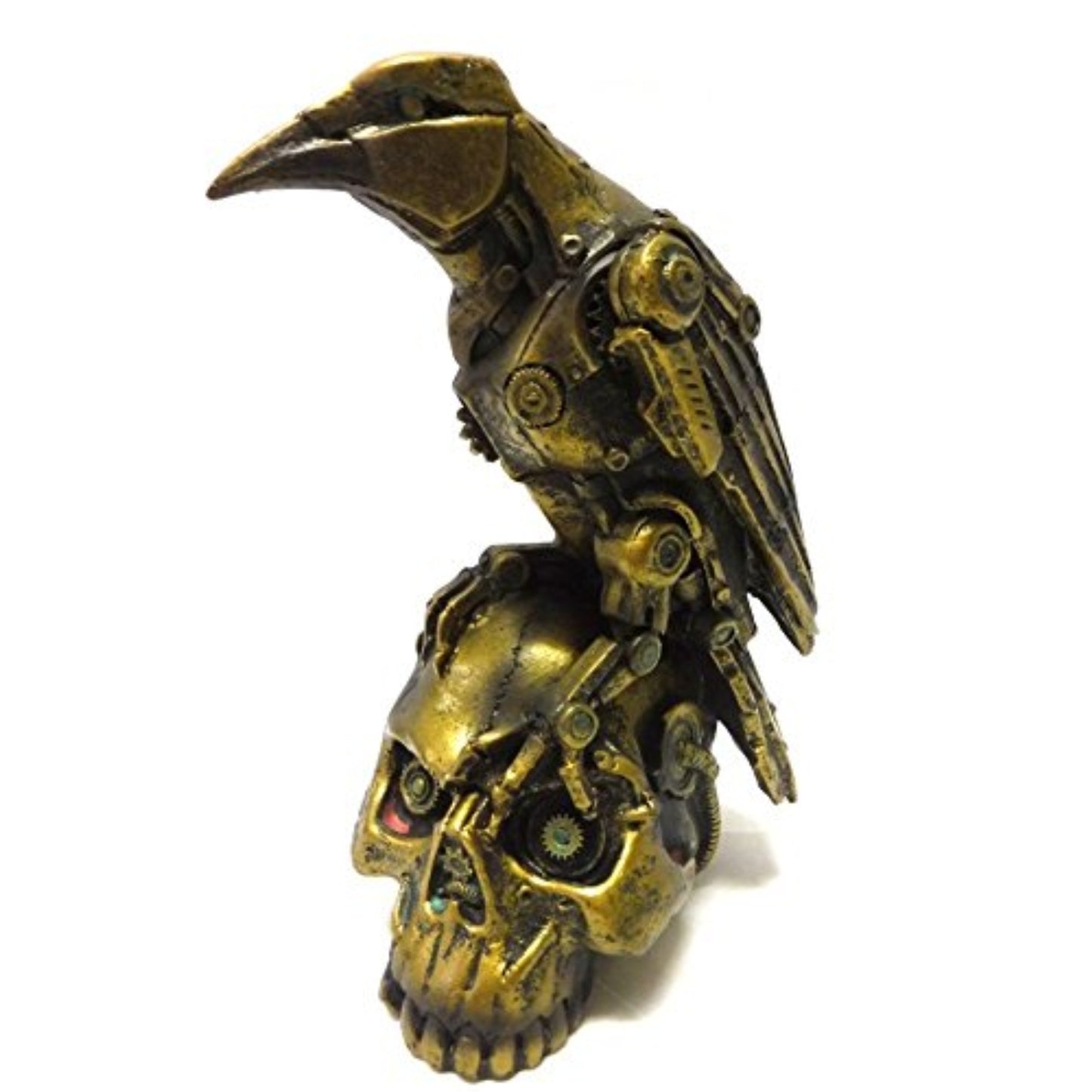 Steampunk Inspired Raven on Skull Resin Statue Figurine 6 inch