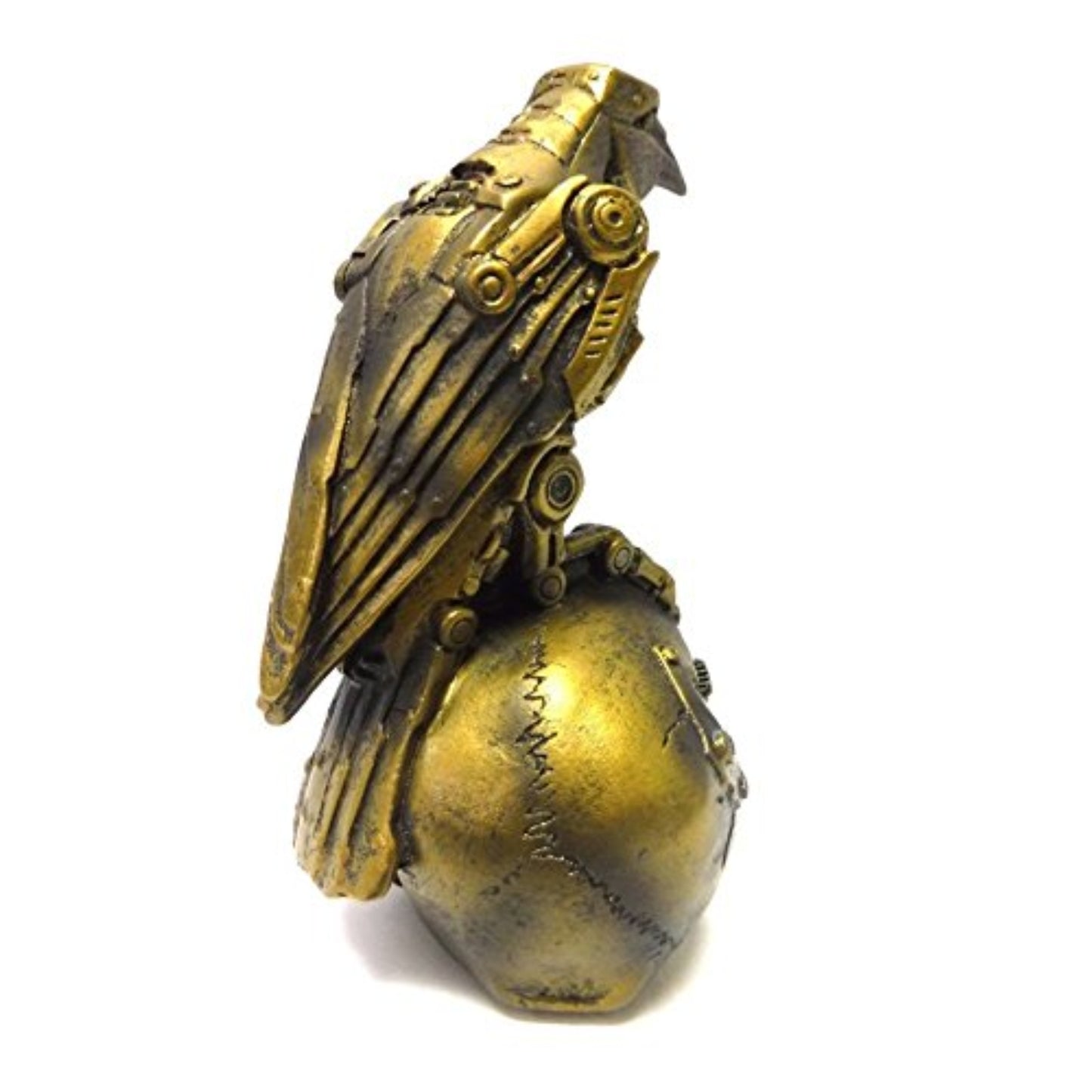 Steampunk Inspired Raven on Skull Resin Statue Figurine 6 inch