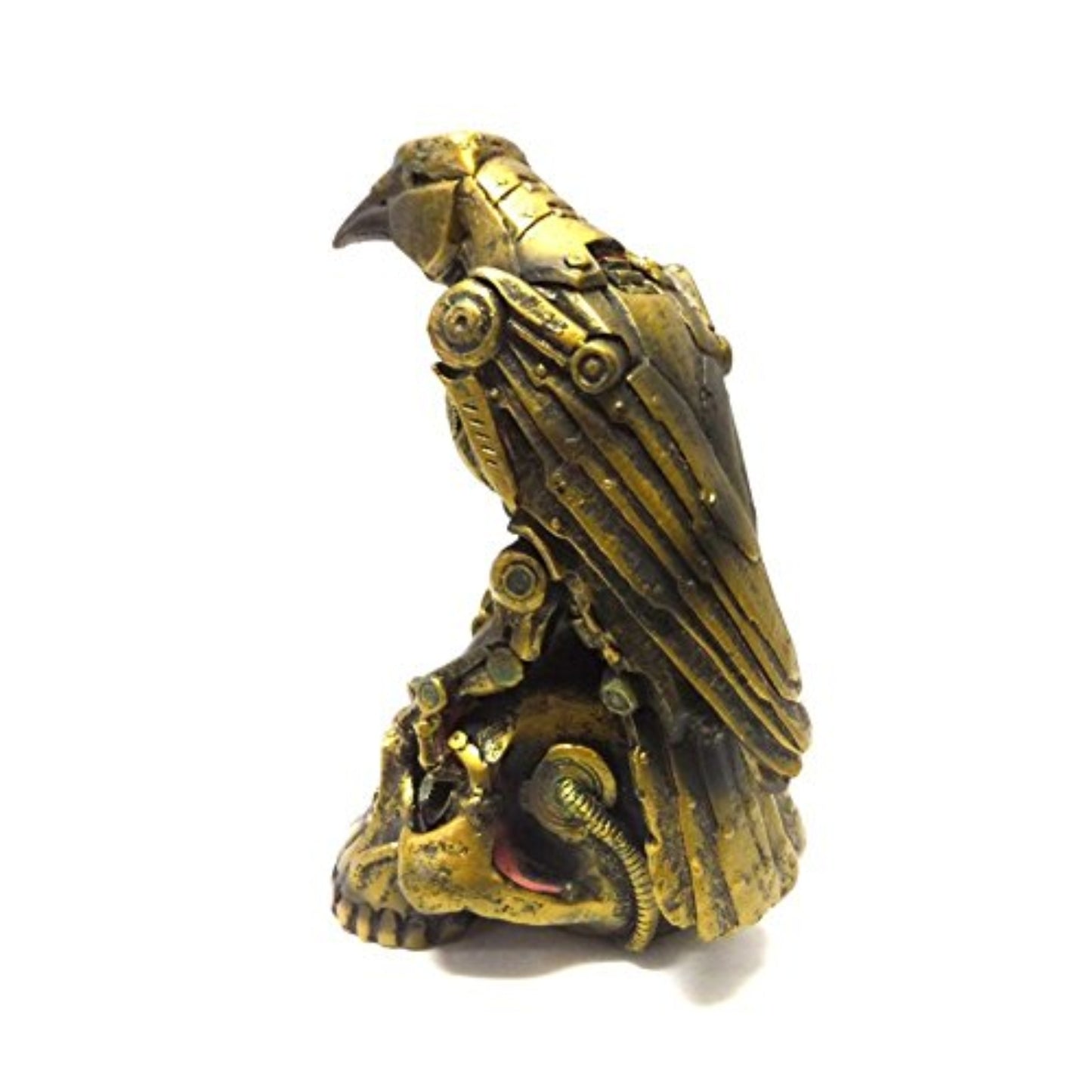 Steampunk Inspired Raven on Skull Resin Statue Figurine 6 inch
