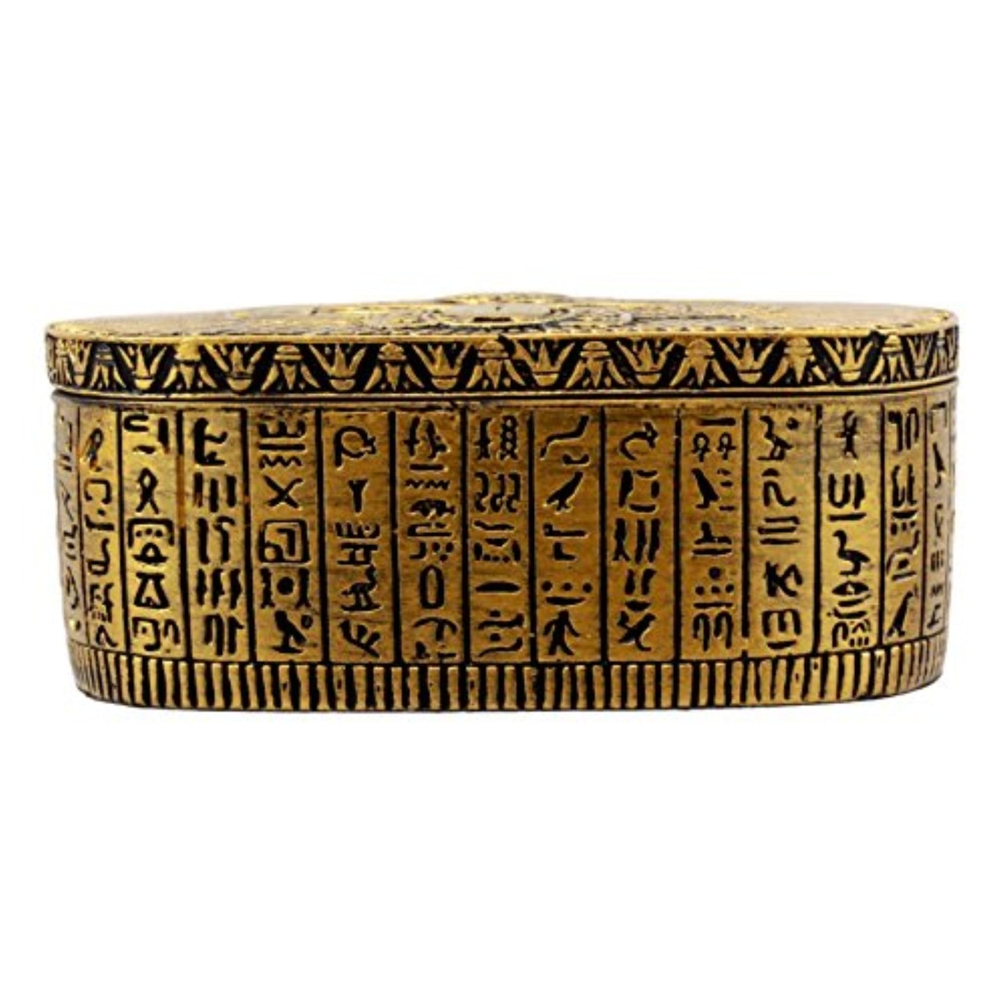 Egyptian Themed Dual Winged Scarab Amulet Golden Jewelry Trinket Keepsake Box
