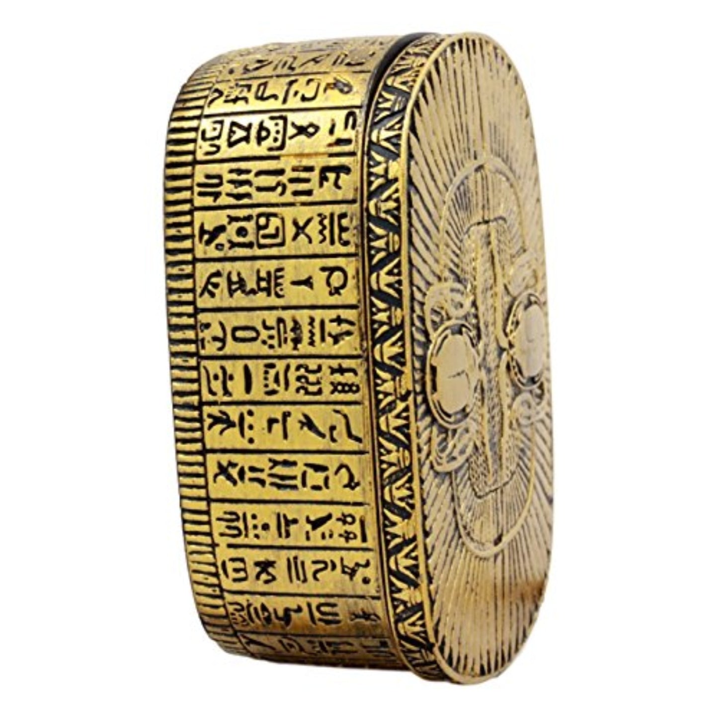 Egyptian Themed Dual Winged Scarab Amulet Golden Jewelry Trinket Keepsake Box