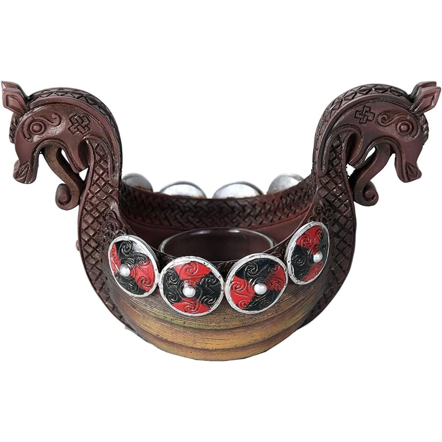 Ancient Nordic Viking Longship Votive Candle Holder Viking Decor 6.75 inches