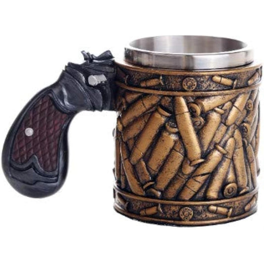 Novelty Pistol Handle with Bullet Casings Coffee Mugs Gun Mugs Pistol Cup 11oz