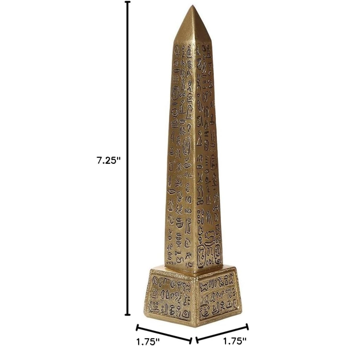 Egyptian Golden Obelisk Pillar Tekhenu Monument to Honor Ancient Egyptian Gods 7.25 Inches Tall