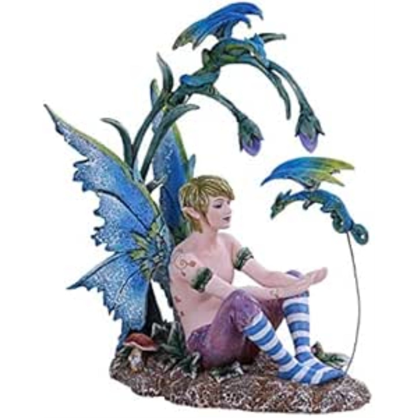 Amy Brown Boy and His Dragon Male Fae Fairy Resin Collectible Figurine 7.5 inch