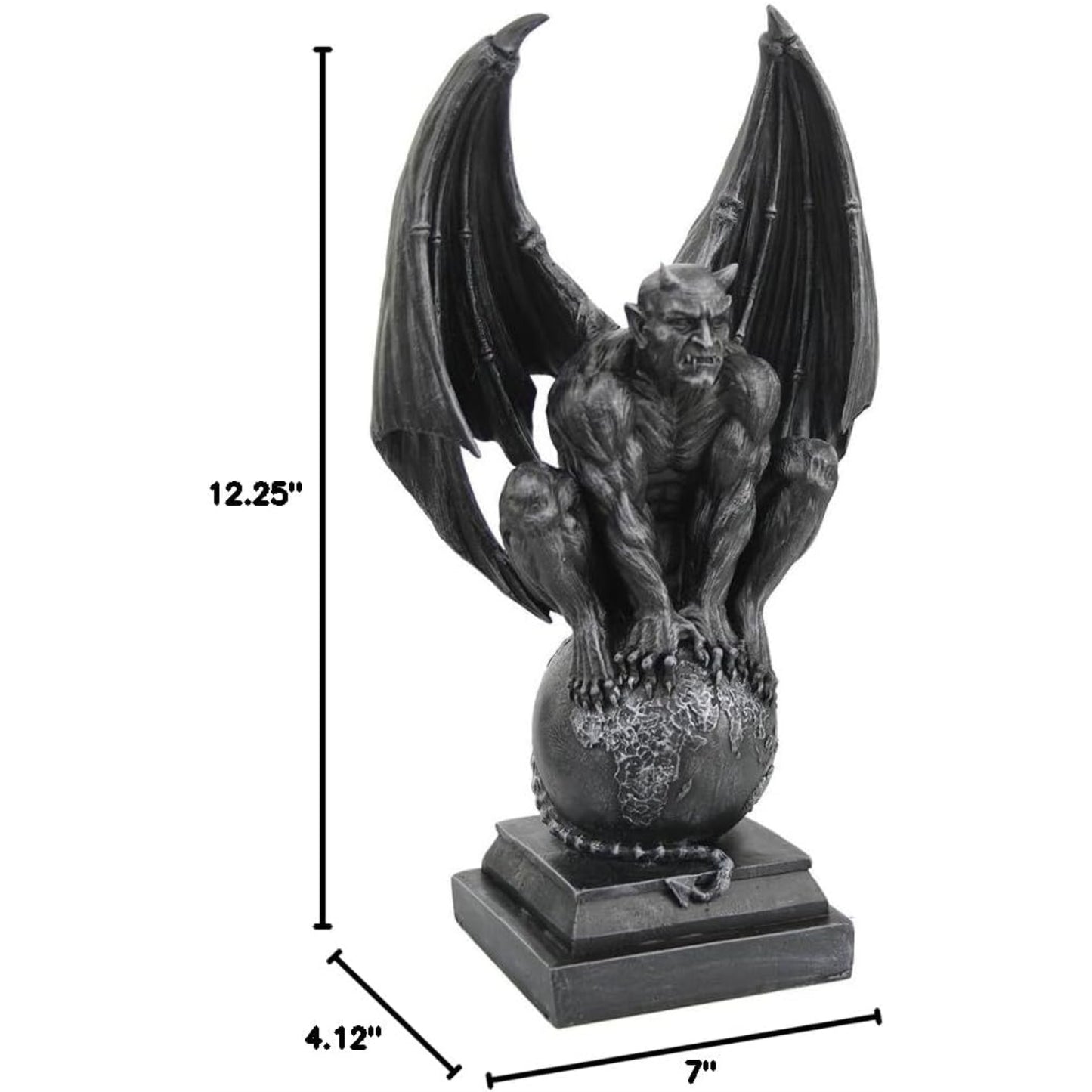 Winged Devil with Its Evil Grip On This World Symbolic Desktop Figurine 12 Inch Tall