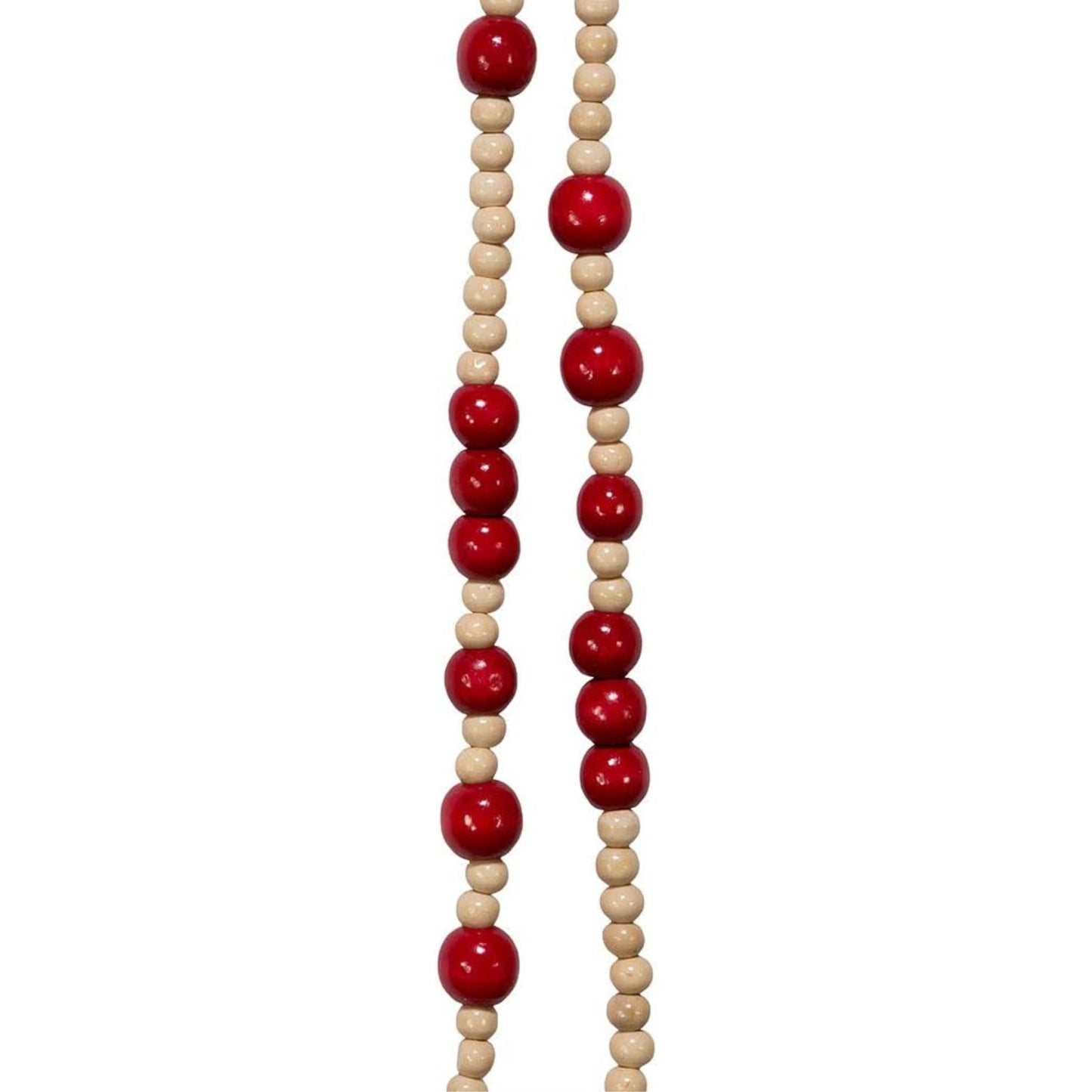Red and Beige Beaded Christmas Garland 9 Feet Long