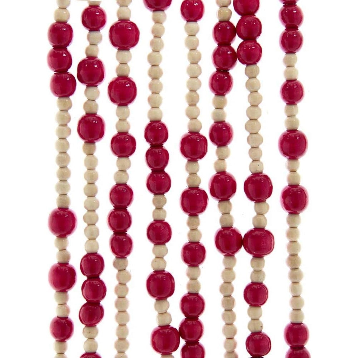 Red and Beige Beaded Christmas Garland 9 Feet Long