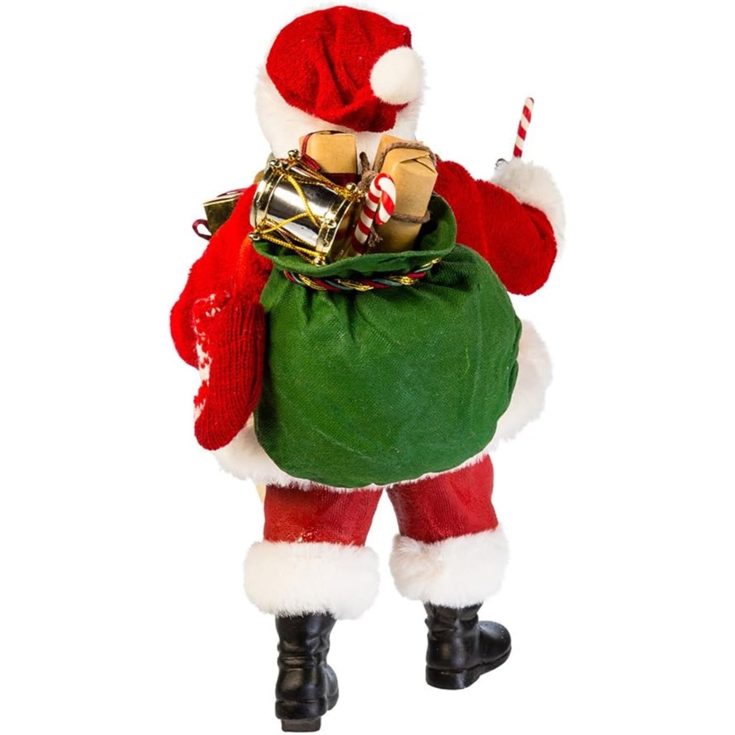 Kurt Adler 10.5-Inch Fabriche Black Santa with List and Candy Cane