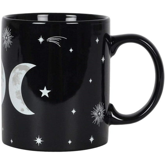 Triple Moon Black Ceramic Coffee Mug 11 oz Gothic Wicca Witchcraft Pagan
