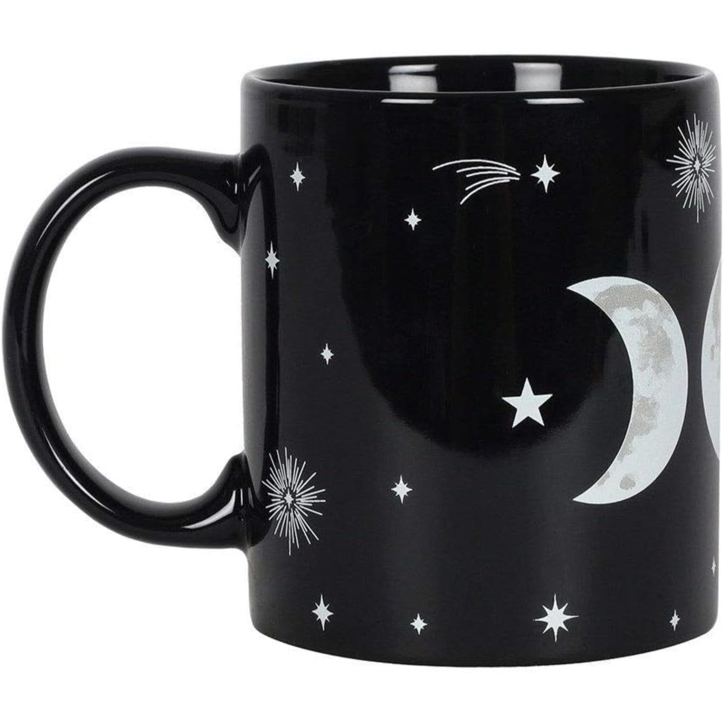 Triple Moon Black Ceramic Coffee Mug 11 oz Gothic Wicca Witchcraft Pagan