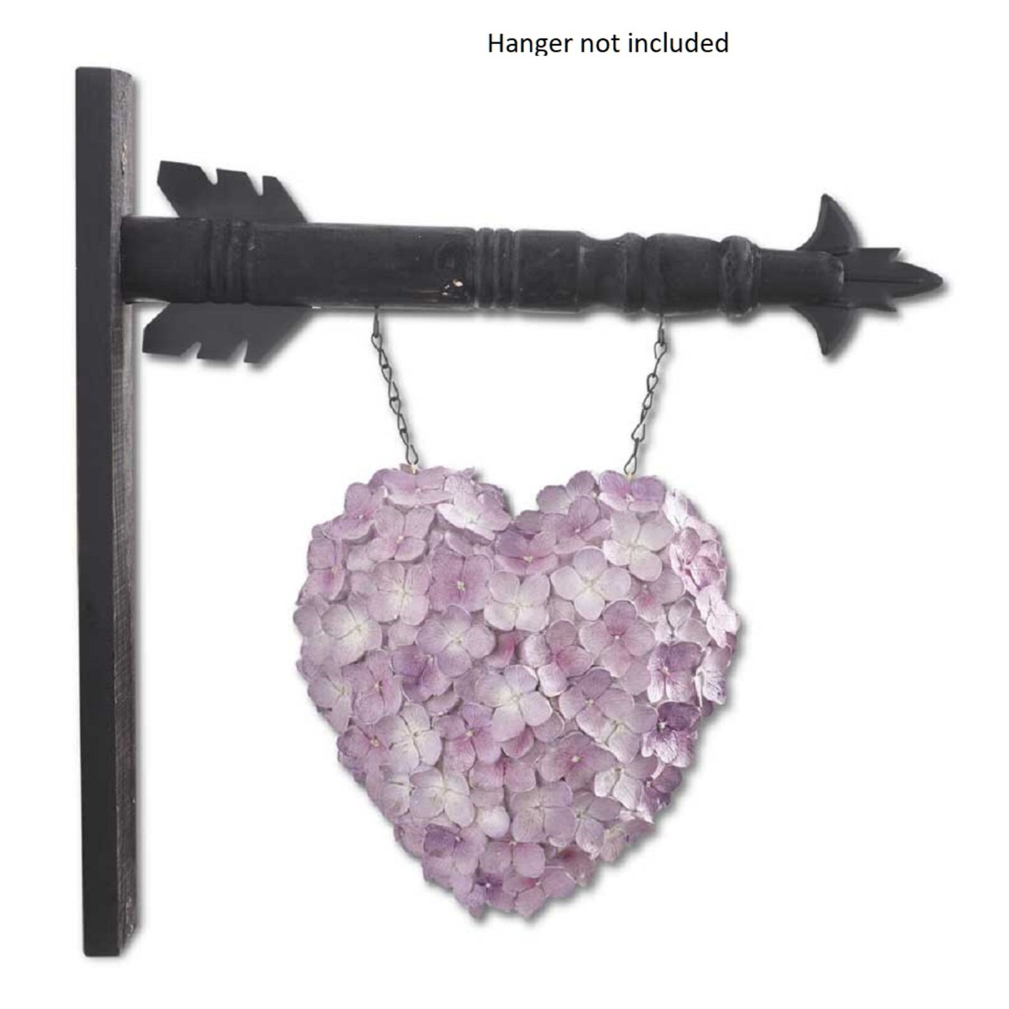 K&K Interiors Purple Hydrangea Flowers Resin Heart Arrow Replacement Sign 9.25 inch - Arrow Sold Separately