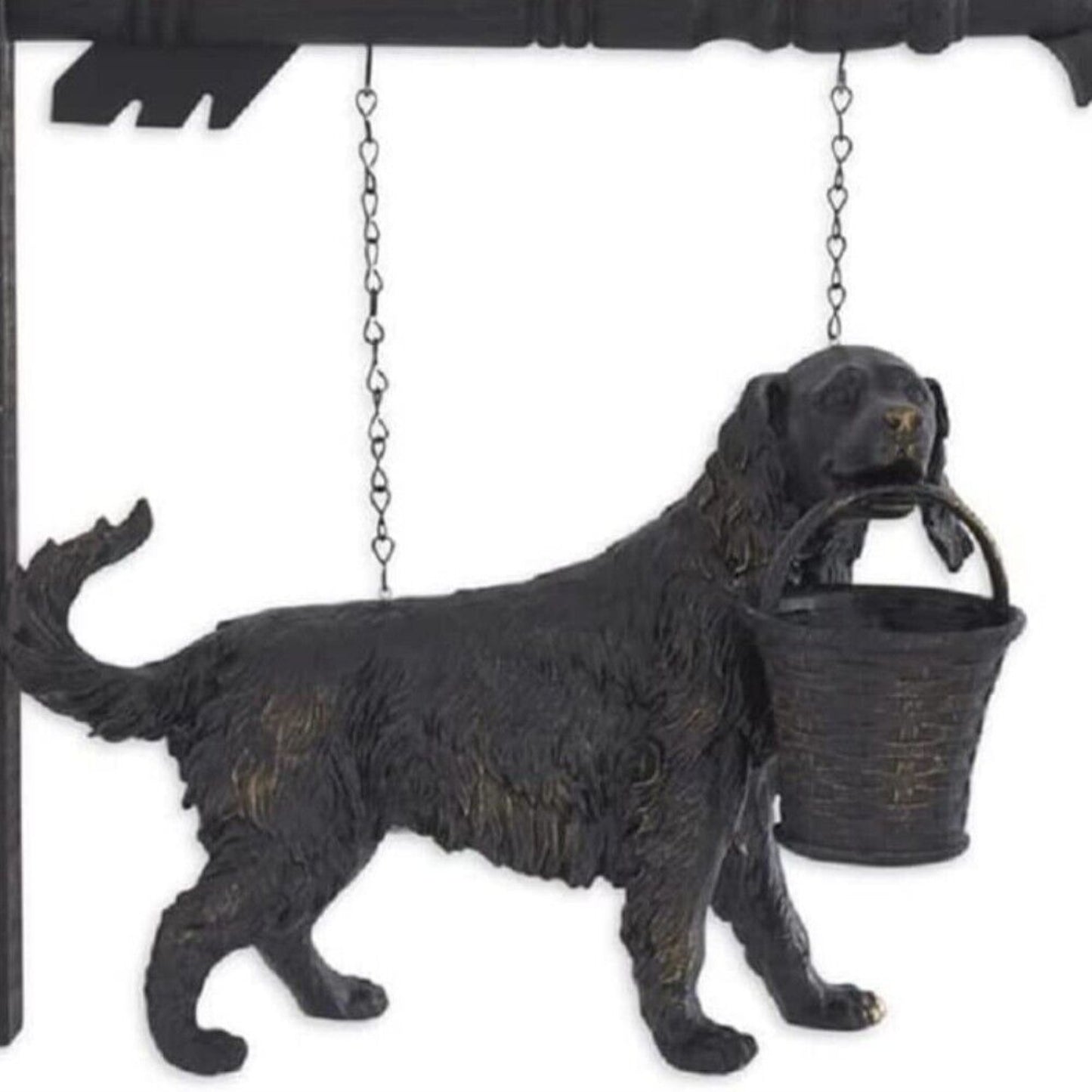 K&K Interiors Black Dog with Basket Arrow Replacement Sign 13 inch - Arrow Sold Separately