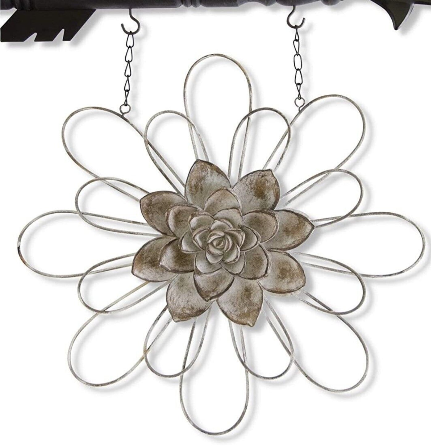 K&K Interiors Gray Metal Wire Flower with Resin Center Arrow Replacement Sign 13.5 inch - Arrow Sold Separately