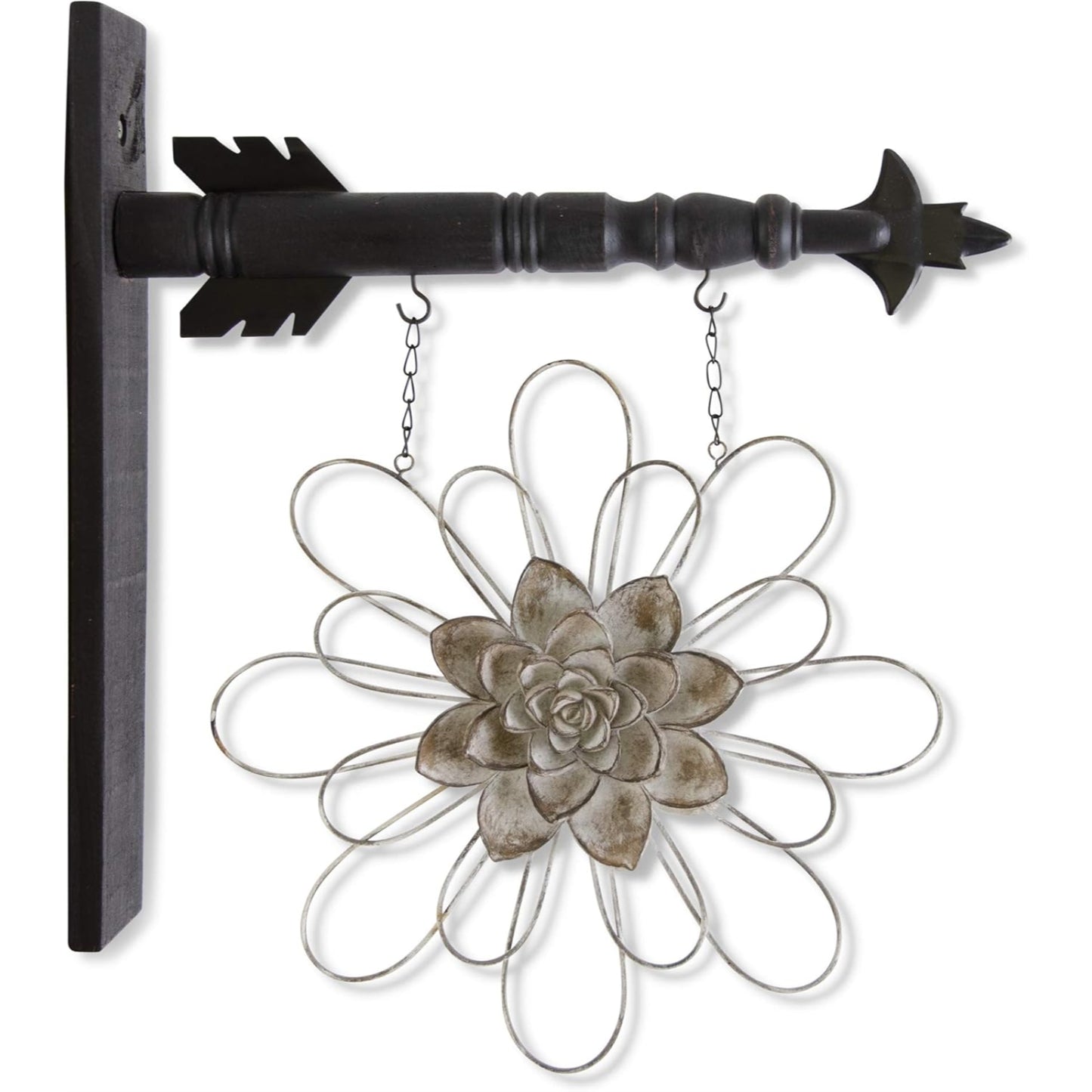 K&K Interiors Gray Metal Wire Flower with Resin Center Arrow Replacement Sign 13.5 inch - Arrow Sold Separately