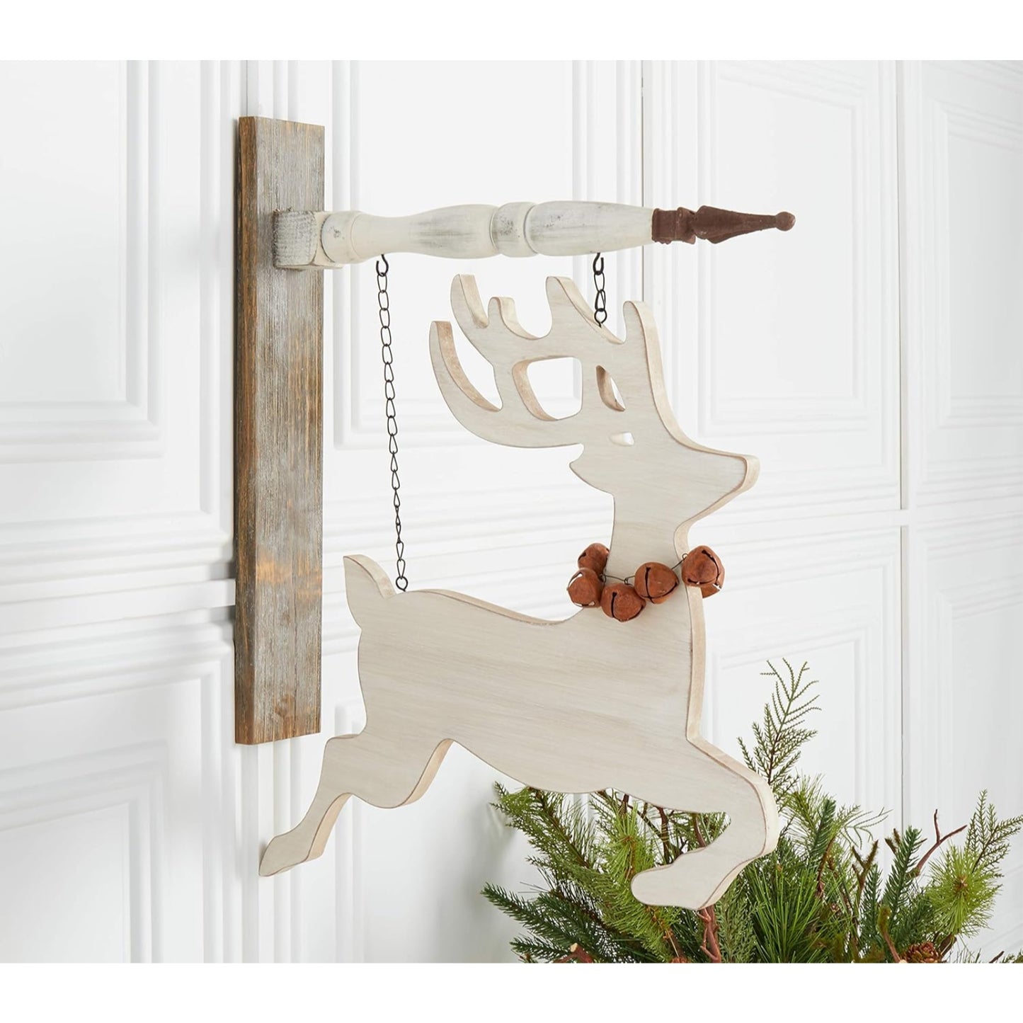 K&K Interiors Wood Cutout Reindeer Christmas Arrow Replacement Sign 17 x 17 inch - Arrow Sold Separately