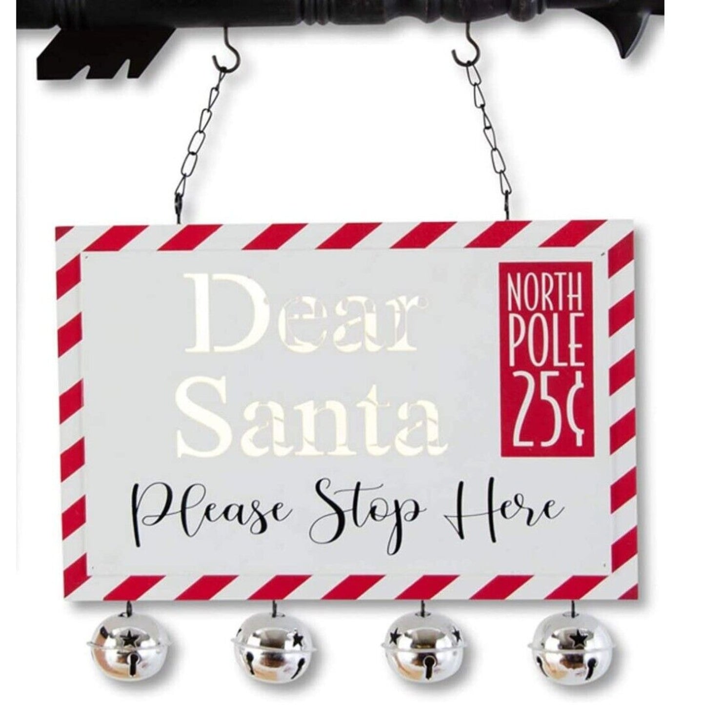 K&K Interiors Red and White Dear Santa LED Postcard Cutout Arrow Replacement Sign 13 inch - Arrow Sold Separately