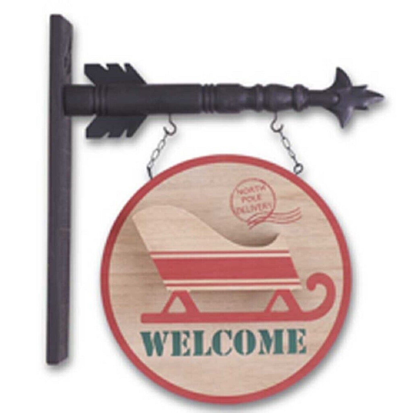 K&K Interiors North Pole Delivery Sled Welcome Christmas Arrow Replacement Sign 13 inch - Arrow Sold Separately