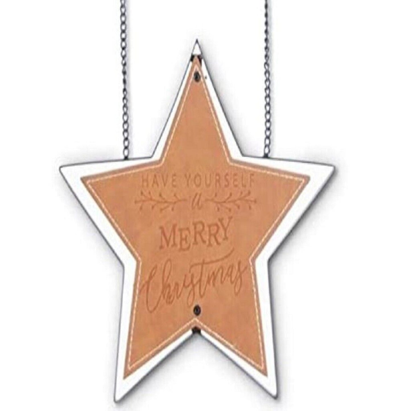 K&K Interiors Merry Christmas Star Leather and Metal Arrow Replacement Sign 10 inch - Arrow Sold Separately