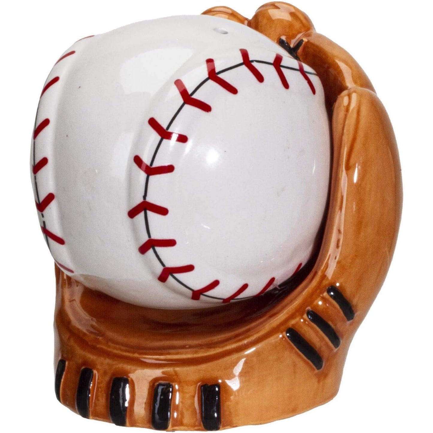 Baseball Caught in a Mitt You're Out Ceramic Salt and Pepper Shakers Set