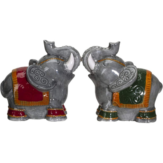 Raja Elephants Ceramic Magnetic Salt and Pepper Shakers Set