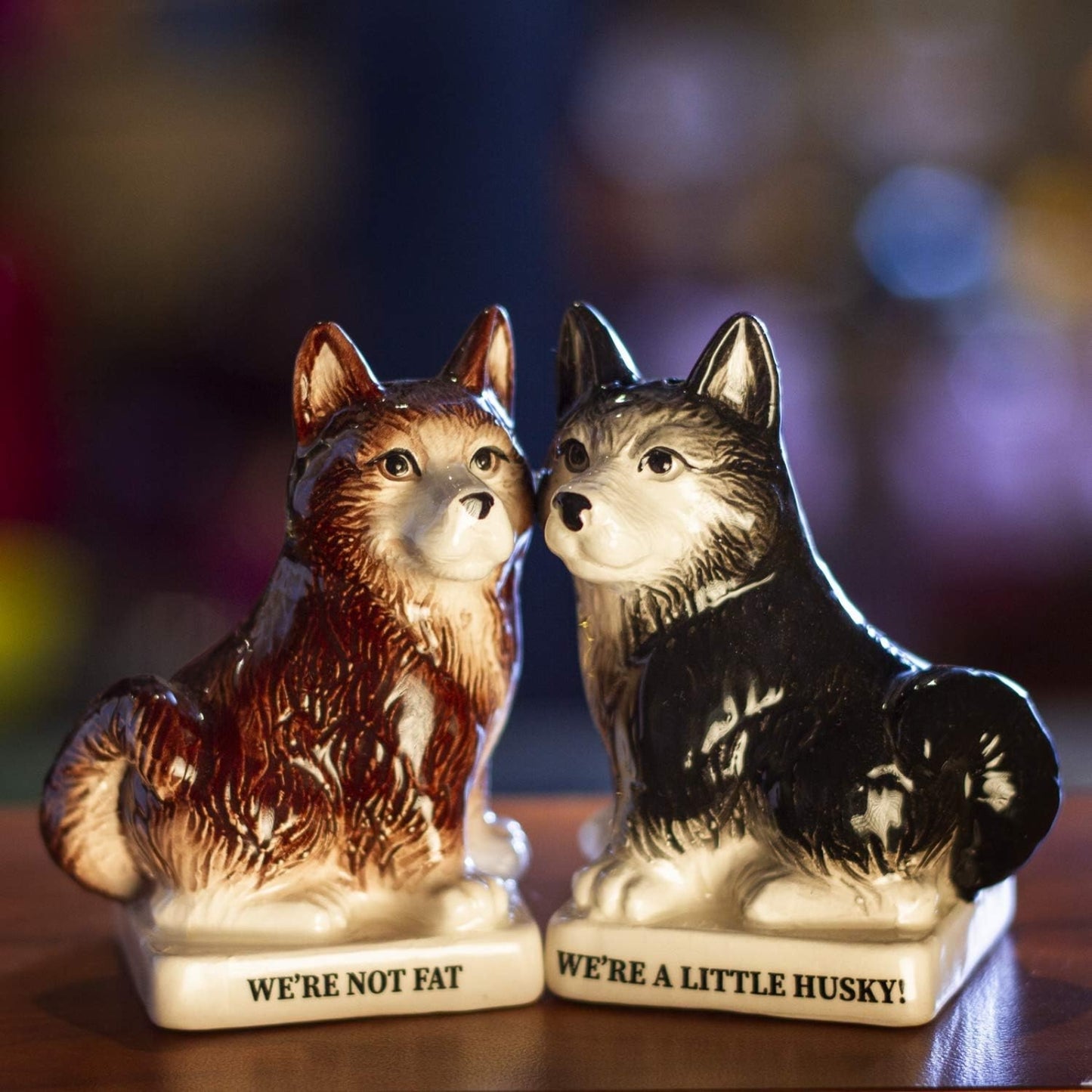 We're Not Fat Huskies Ceramic Salt and Pepper Shakers Set
