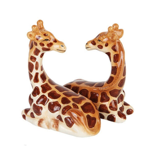 Pair of Giraffes Ceramic Magnetic Salt and Pepper Shaker Set