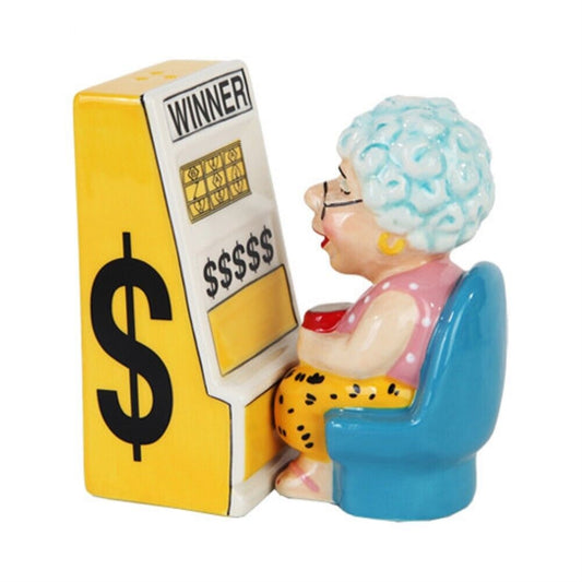 Casino Queen Slot Machine Magnetic Ceramic Salt and Pepper Shaker Set