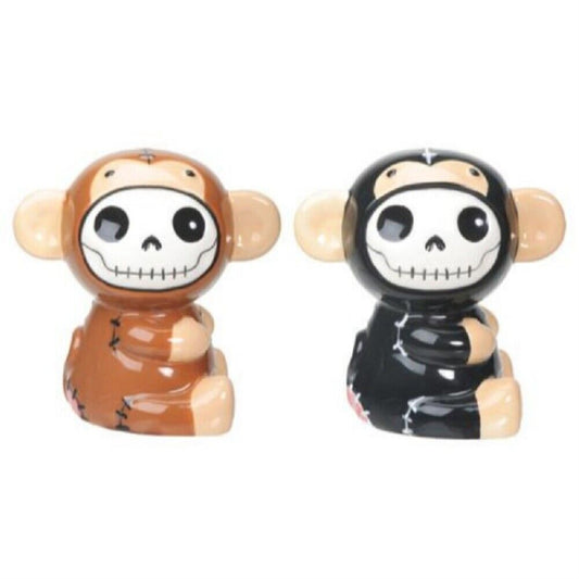 Furrybones Black and Brown Monkey Munky Ceramic Salt and Pepper Shaker Set