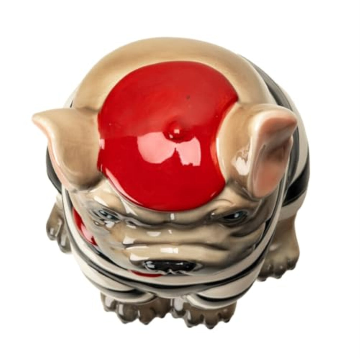Le French Bulldog Cookie Jar, Ceramic, Black and White Striped Shirt, Kitchen Decor, Storage Accessory