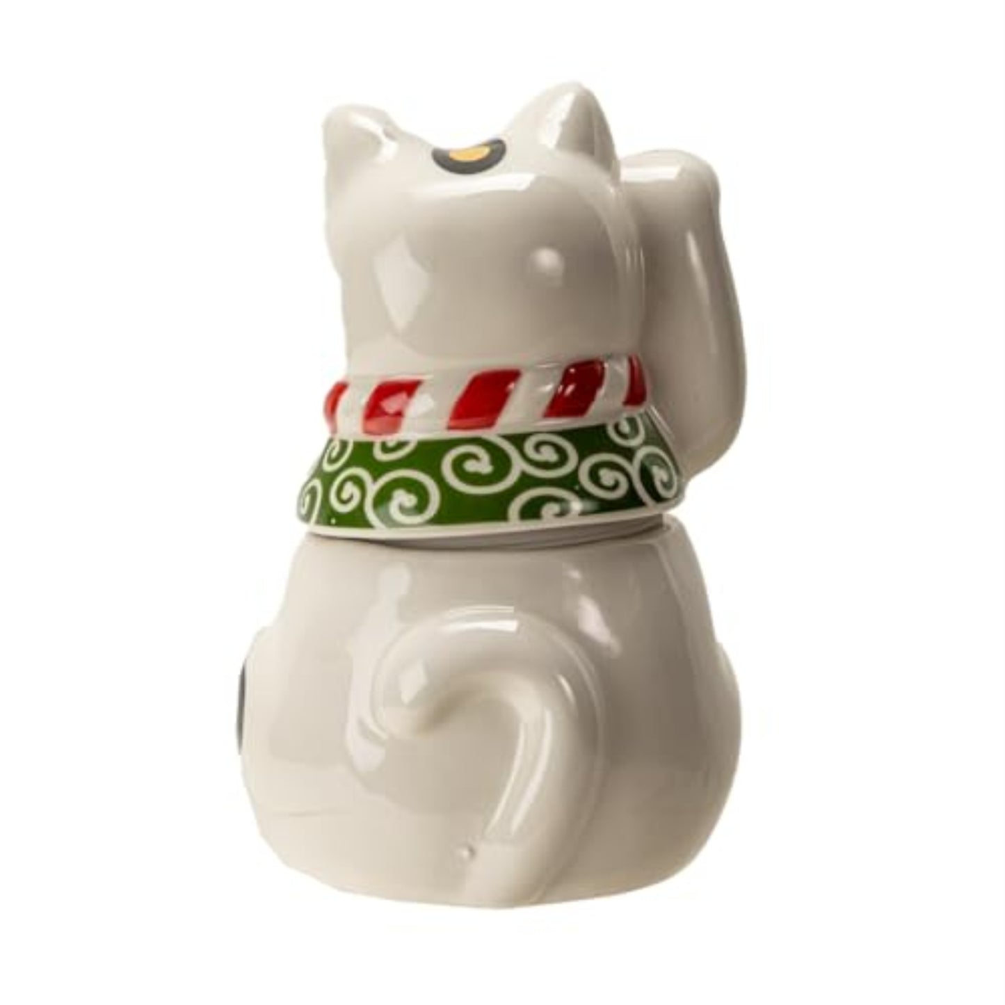 Maneki Neko Japanese Lucky Cat Paw Up Ceramic Cookie Jar Kitchen Decor