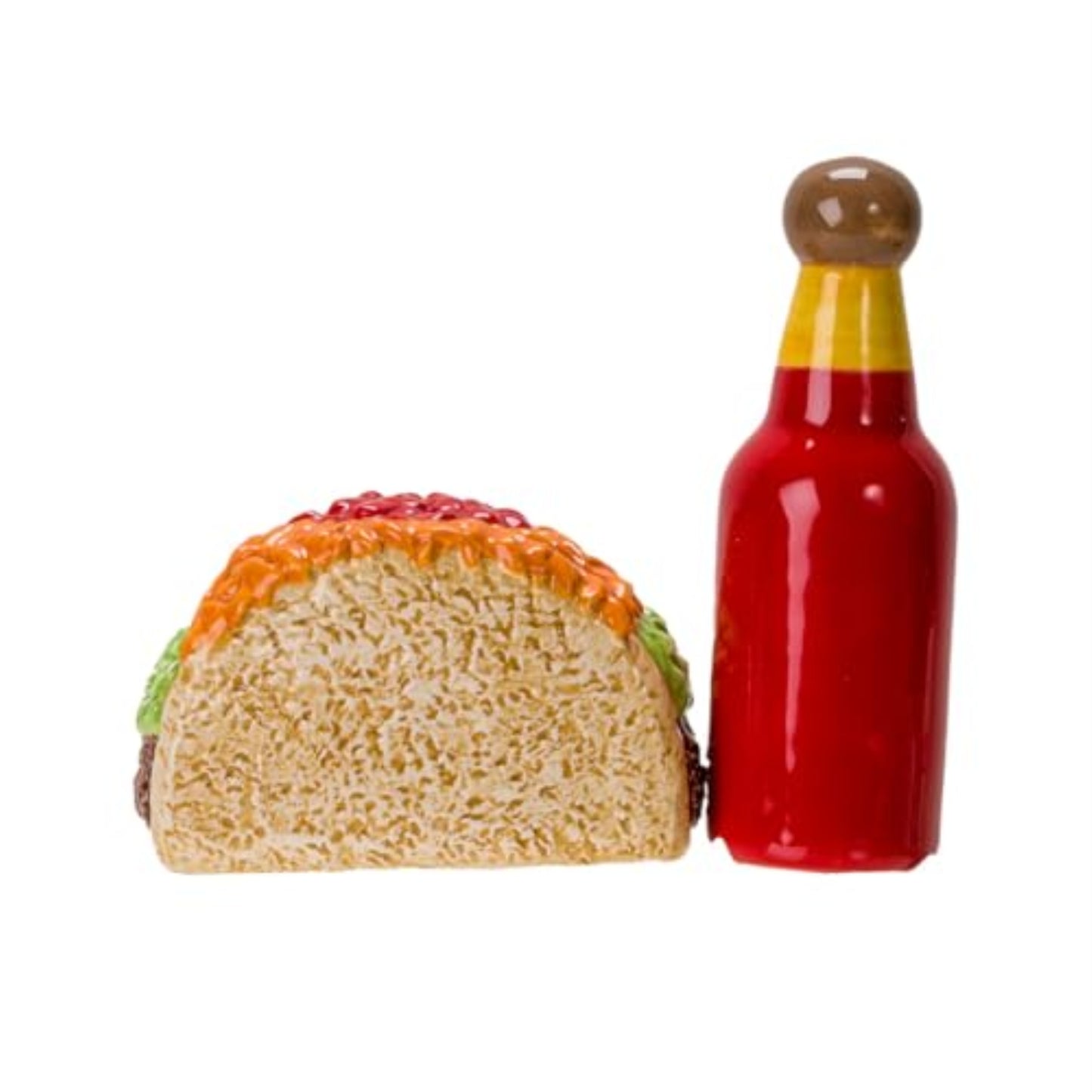 Taco Tuesday and Hot Sauce Ceramic Magnetic Salt and Pepper Shaker Set