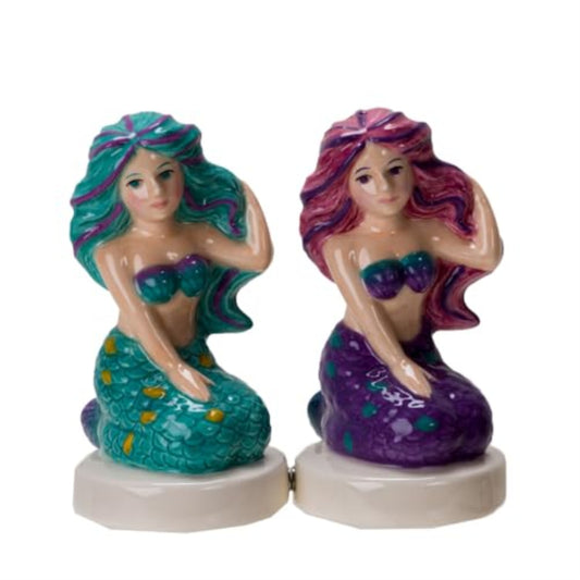 Seaside Serenade Mermaids Ceramic Magnetic Salt and Pepper Shaker Set