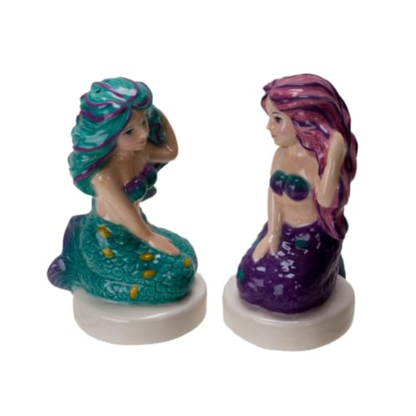 Seaside Serenade Mermaids Ceramic Magnetic Salt and Pepper Shaker Set