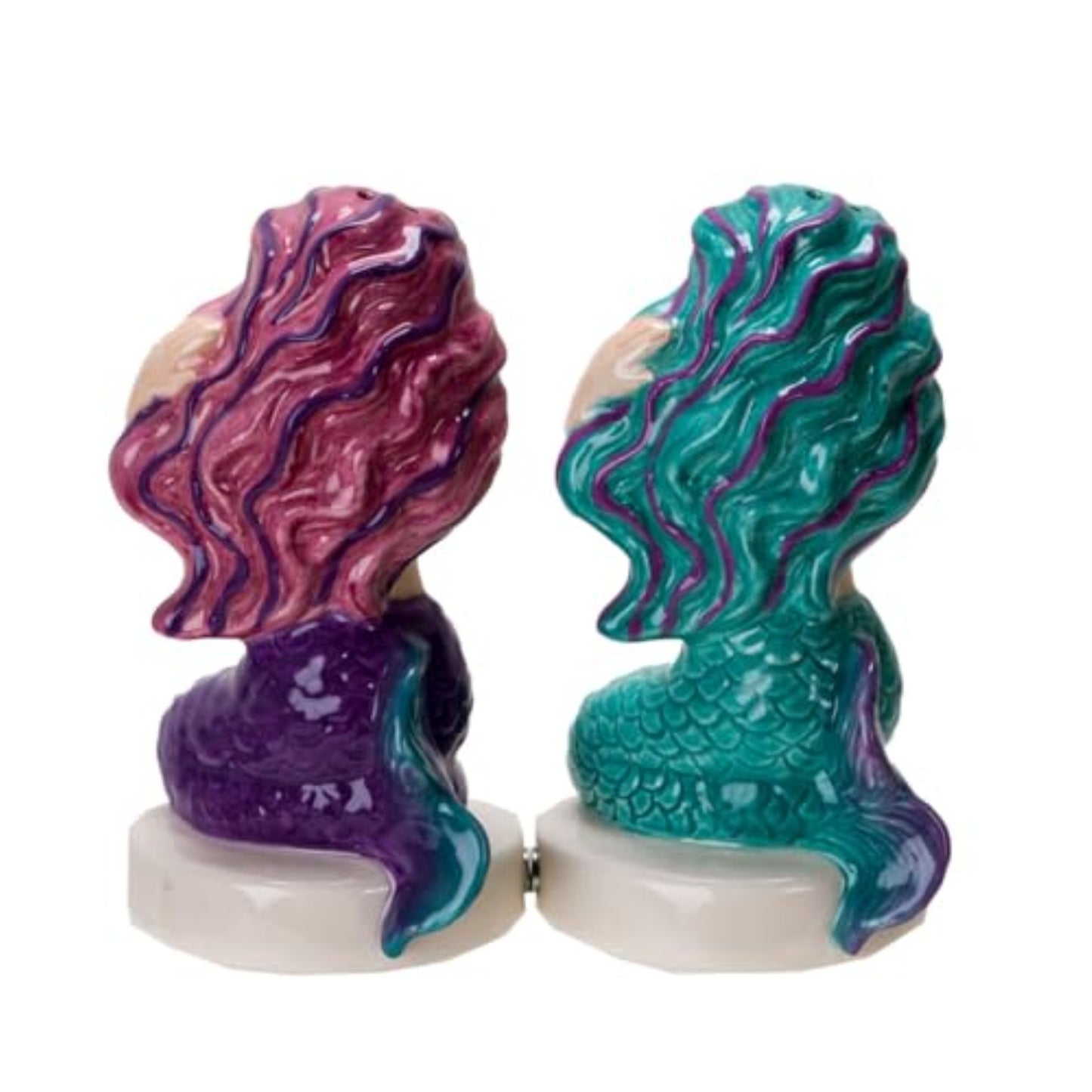Seaside Serenade Mermaids Ceramic Magnetic Salt and Pepper Shaker Set