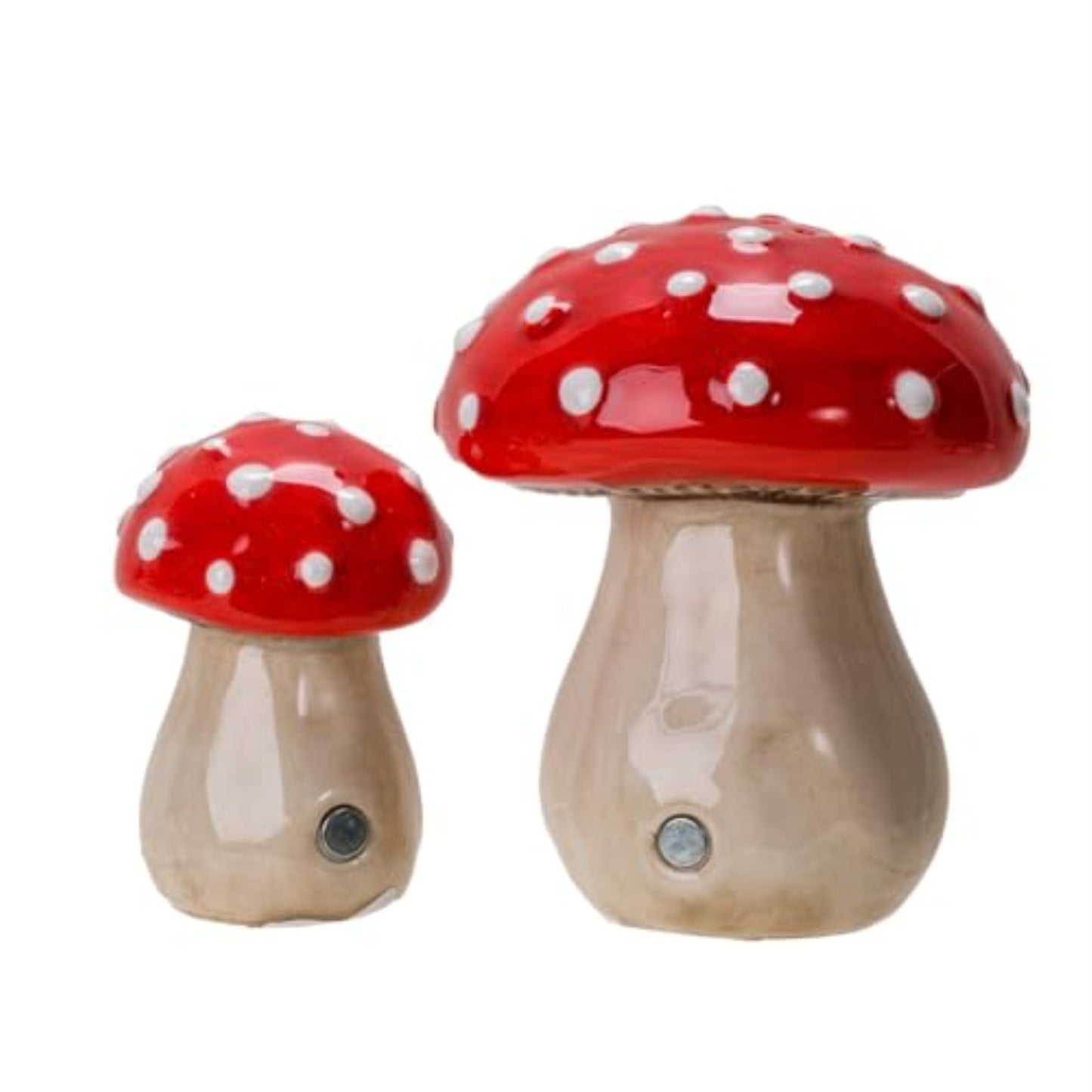 Fairy Tale Red Toadstool Mushroom Ceramic Magnetic Salt and Pepper Shaker Set