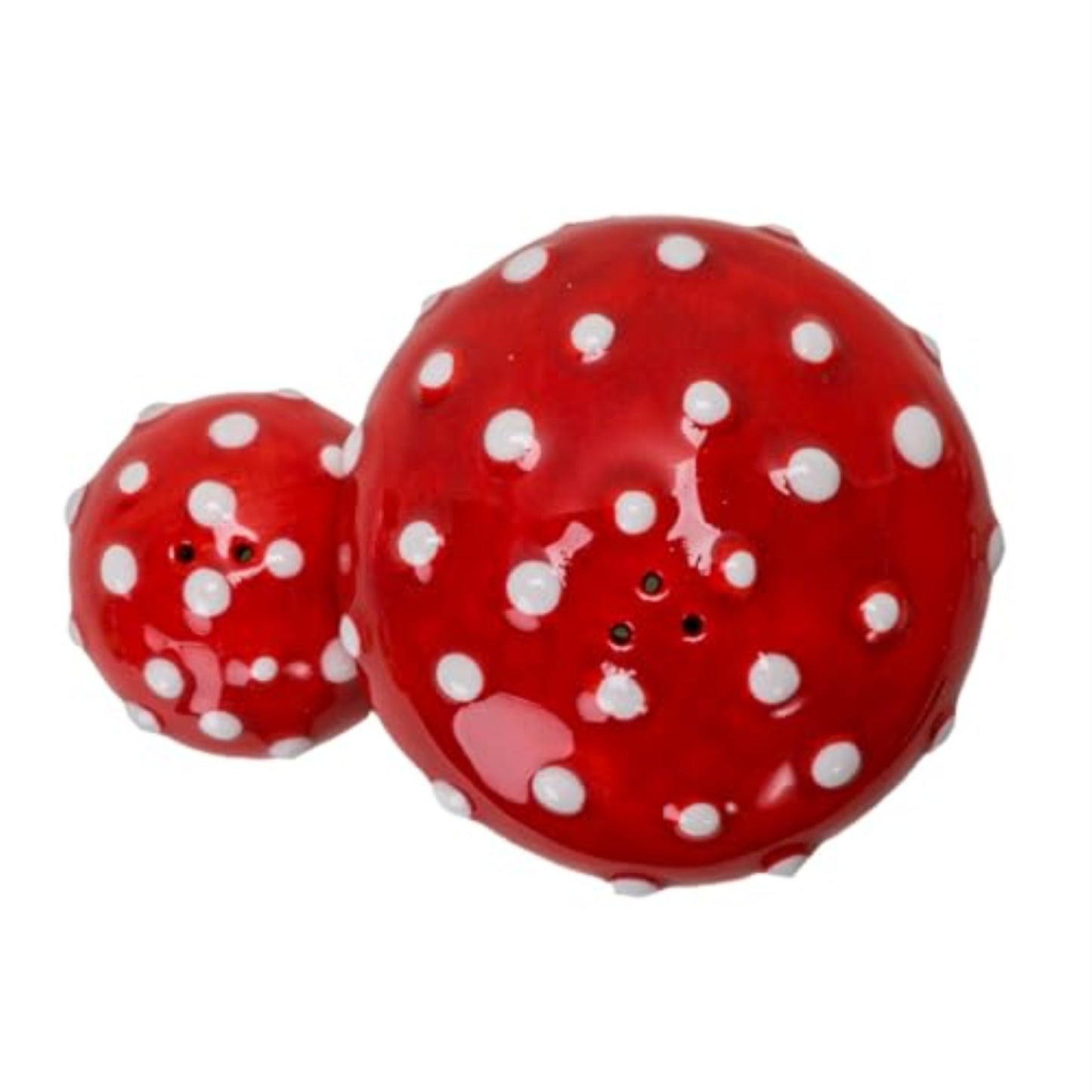 Fairy Tale Red Toadstool Mushroom Ceramic Magnetic Salt and Pepper Shaker Set