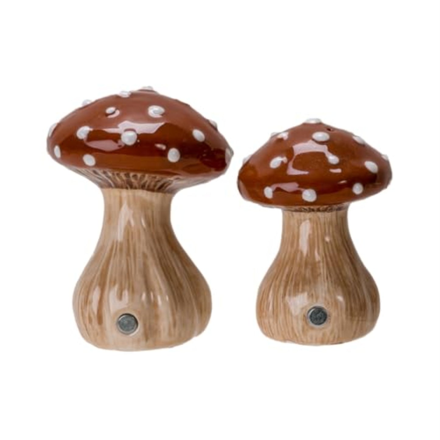 Autumn Harvest Mushroom Ceramic Magnetic Salt and Pepper Shaker Set