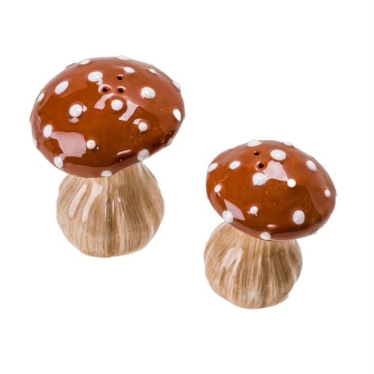 Autumn Harvest Mushroom Ceramic Magnetic Salt and Pepper Shaker Set